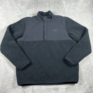 Under Armour Golf 1/4 Snap Pullover Men's XL Black Sherpa Lined Activewear